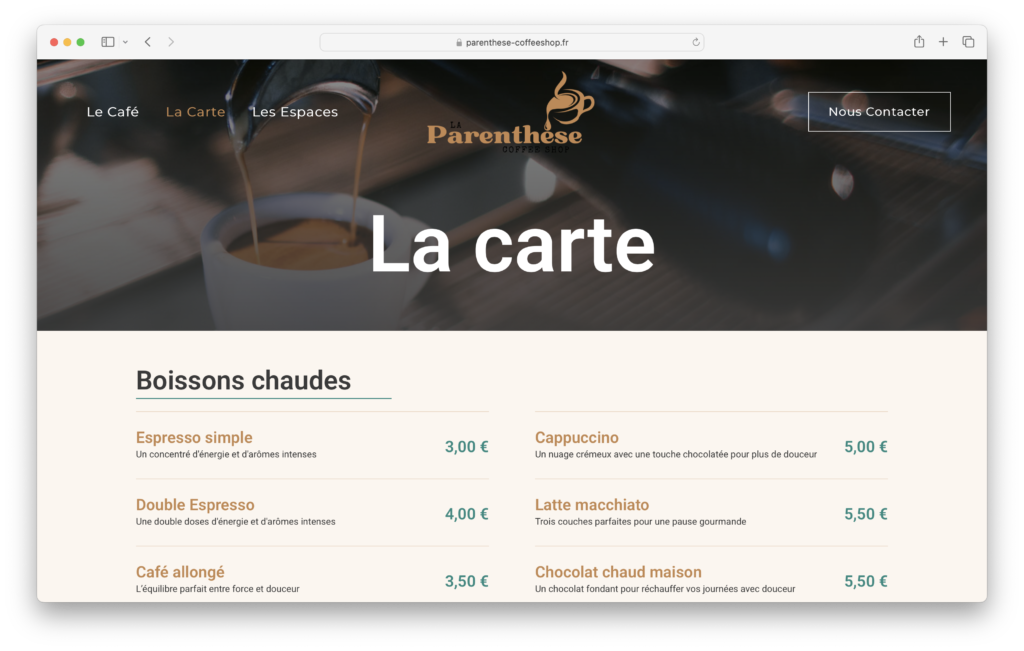 Site La Paranthèse coffeeshop
