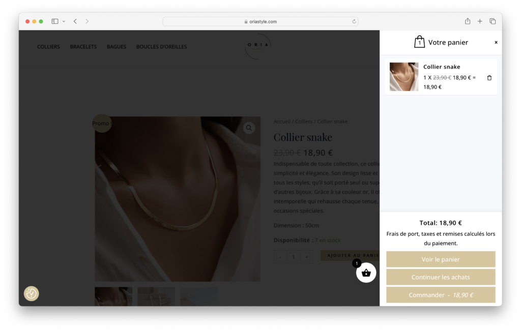 Site e-commerce Oria - Altis Digital