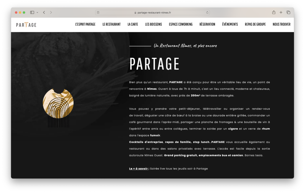 Site Restaurant Partage - Altis Digital